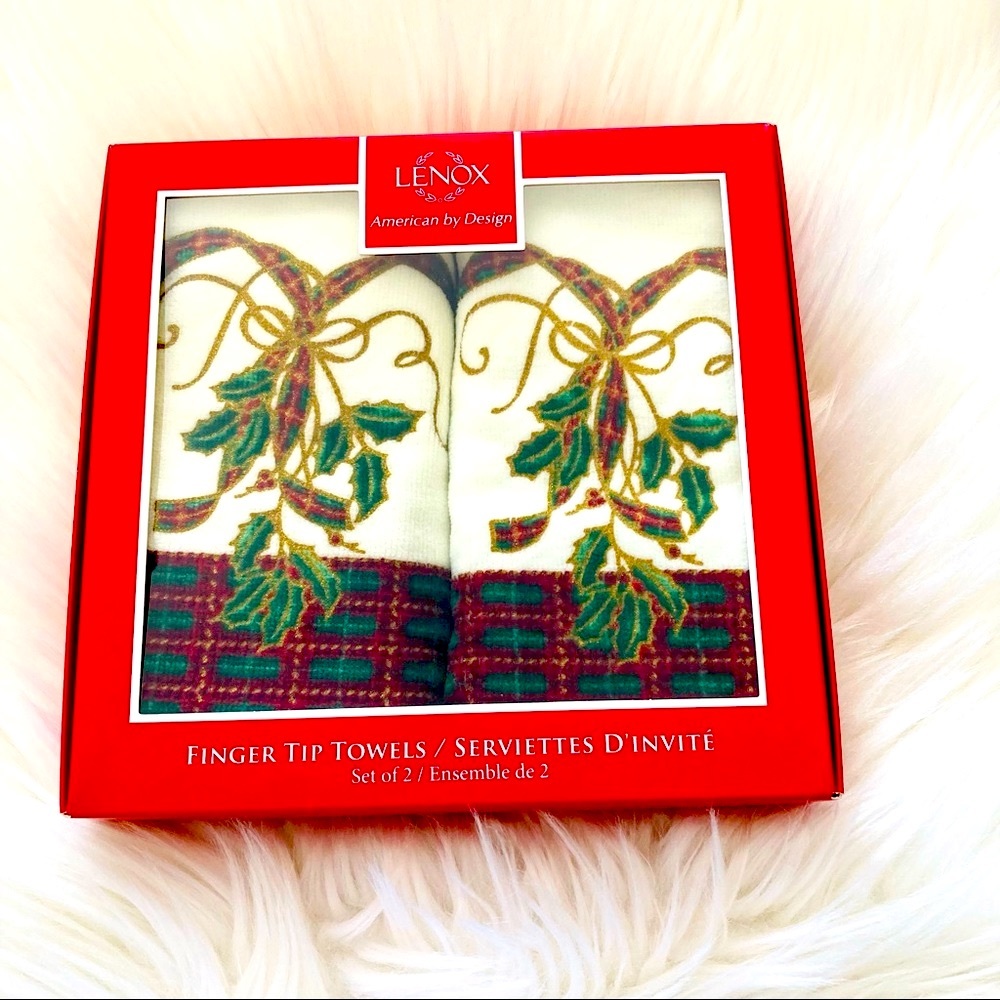🎄NEW Lenox Box Set of 2 pc. Fingertip Towels